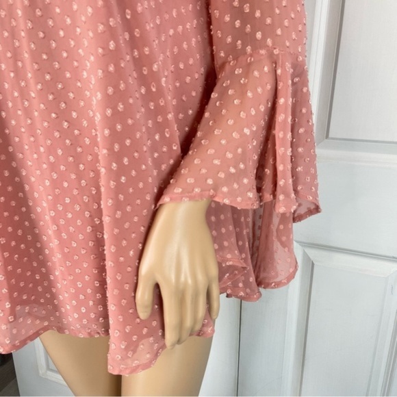 Band of Gypsies Floral Appliqué Bell Sleeve Sheer Blouse - Picture 9 of 17